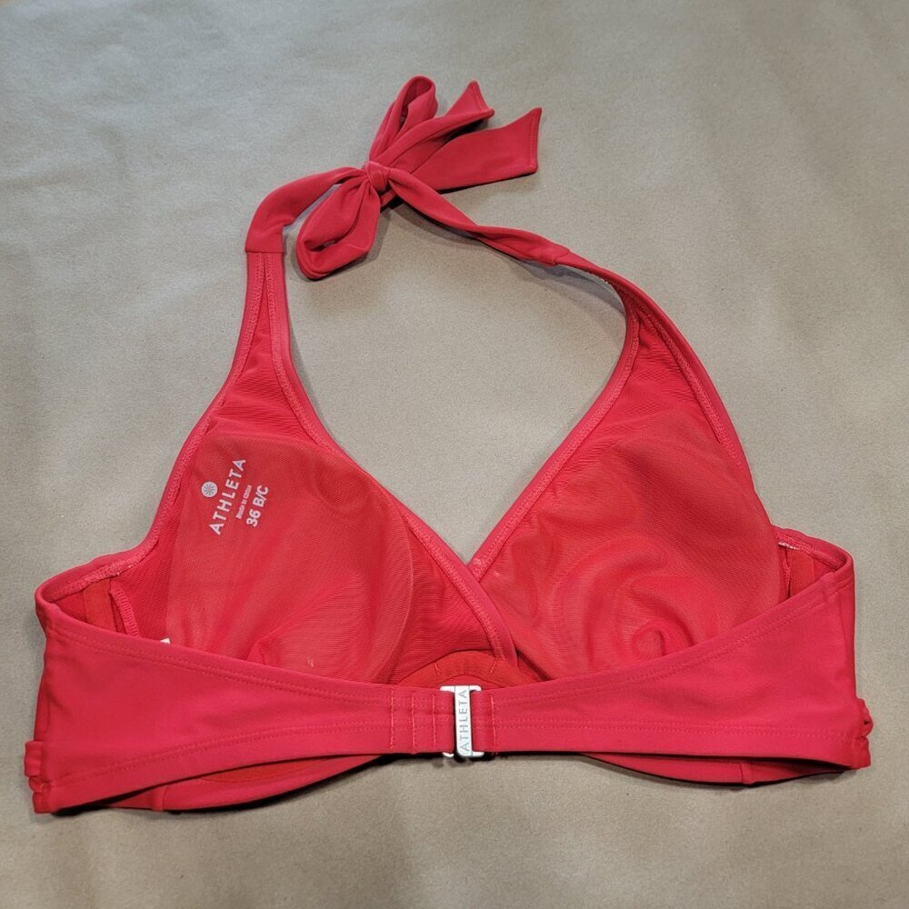 Athleta Size 36 B/C Red Bikini Top with Twist Front, Back Clasp and Underwire - Picture 8 of 10